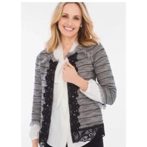 Chico's Black and Gray Knit Jacket Size Small